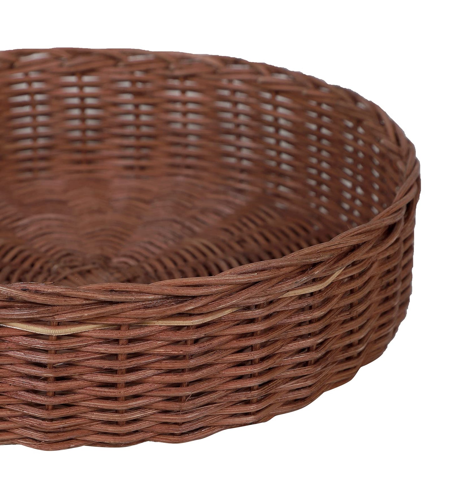 AKWAY Wicker Serving Tray Wooden Serving Tray for Home | Dining Table Decorative Trays | Serving Tray for Party Guests | Platter with Handles Diwali or Deepawali Gifts | 10 x 10 x 2 (Brown) - Akway