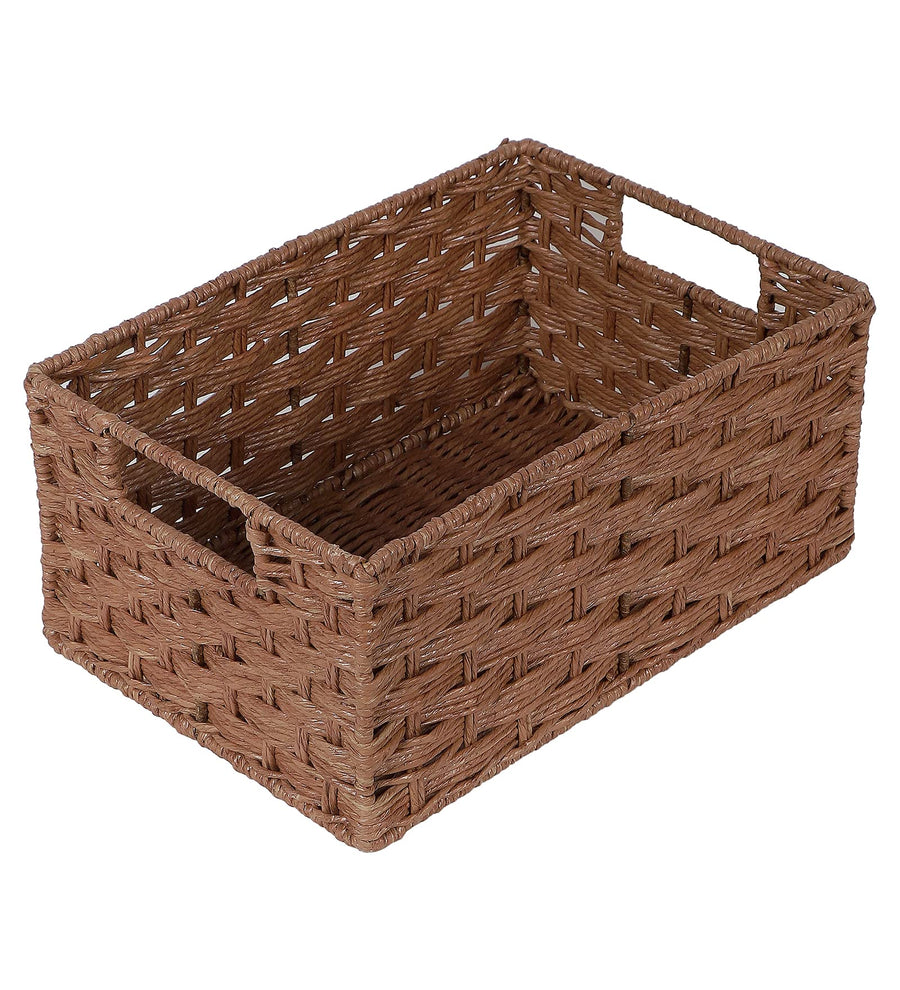 AKWAY Bamboo Rattan Wicker Basket for Cloths, Storage, Bin Organizer for Toiletry Cosmetic (Brown, 13 x 9 x 6,Pack of 1)