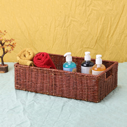 AKWAY Rattan Wicker Basket for keeping cloths, storage basket, bin organizer (16 L x 9 W x 4.5H, Brown) - Akway Kitchen > She