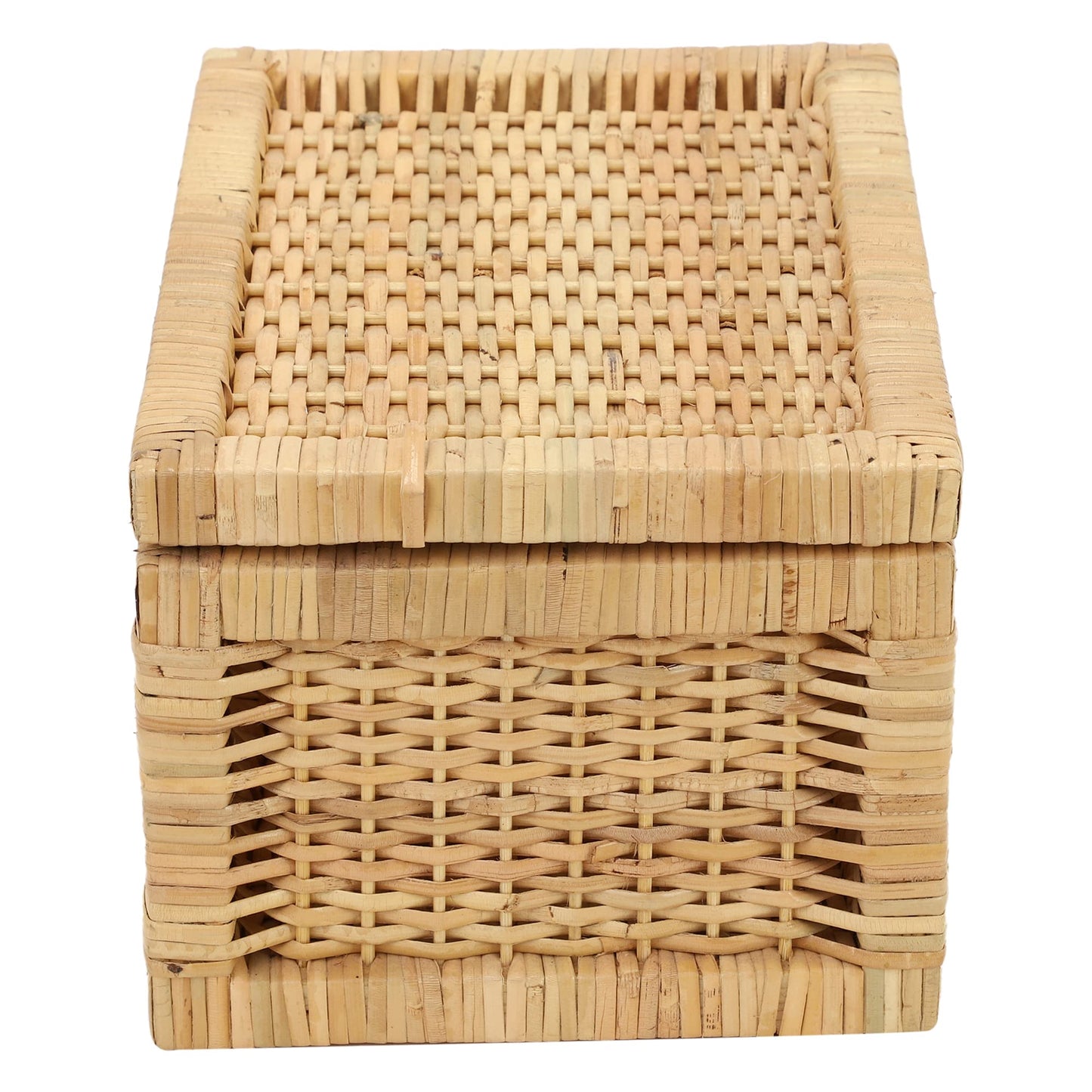 AKWAY wicker water hyacinth kauna grass bamboo cane Storage Basket with Lids Rectangular Handwoven Wicker Organizer Baskets Desktop Storage Box Rattan Container Desk Basket Bins(13"L x 9"W x 6"H)- Akway