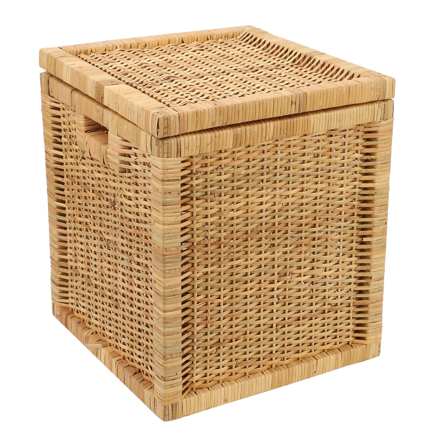 AKWAY wicker water hyacinth kauna grass bamboo cane Storage Basket with Lids | laundry hampers for bathroom wicker laundry basket storage basket(16"L x 16"W x 18"H)- Akway