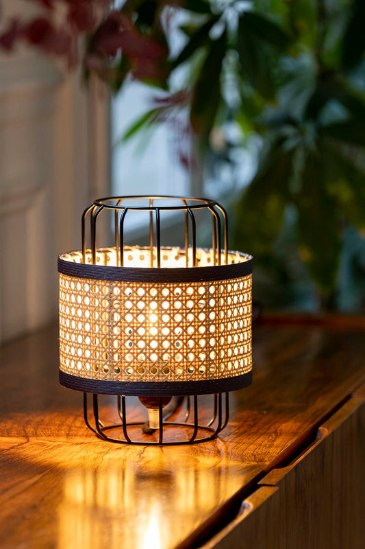 Rattan Table lamp for Living room | Bamboo Bedside table lamp | Cane Table lamp -Alia - Akway Lighting > Table Lamps (Image 1