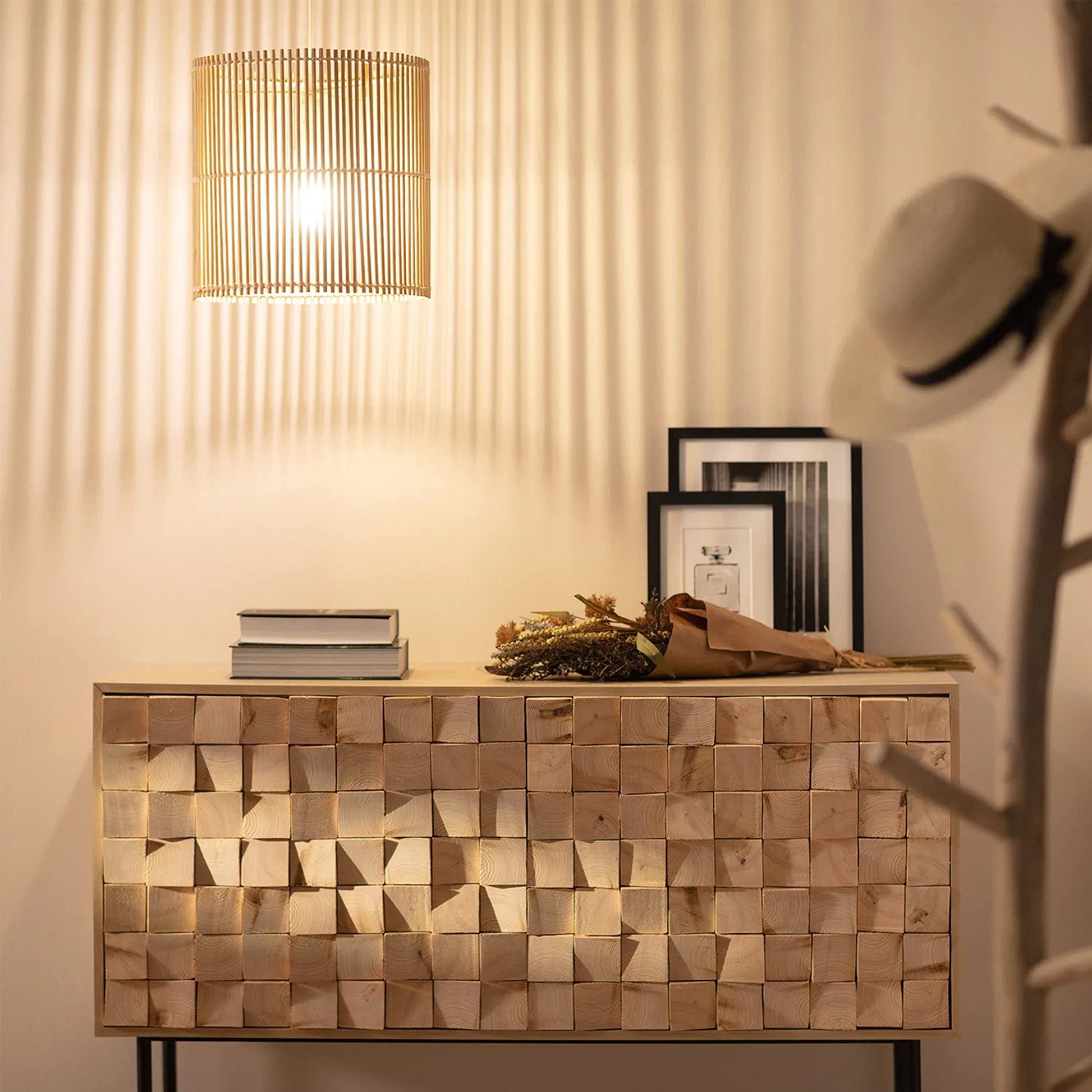 Bamboo Hanging lamp for Living Room | Rattan Pendant light | Cane ceiling light -Avital - Akway Lighting > Pendant Lights (Im