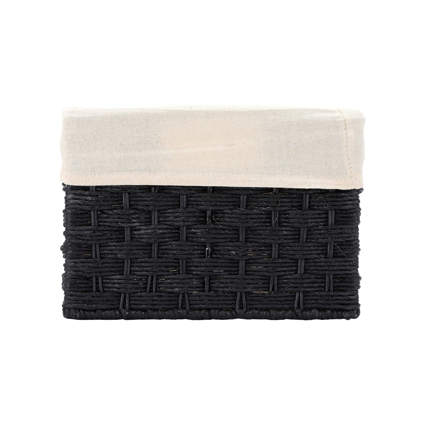 AKWAY Handcrafted Rectangular Bamboo Wicker Basket Organizer (Antique Black, 15 x 10 x 7,Rattan,Pack of 1) - Akway