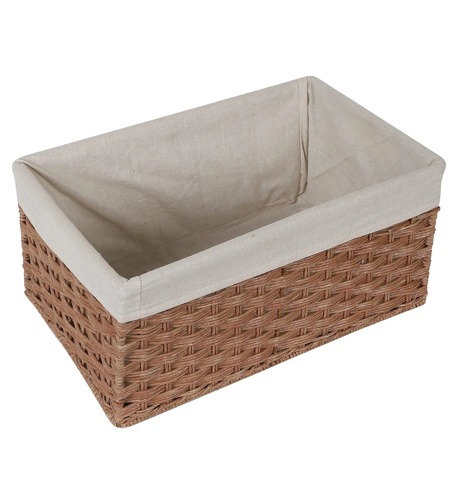 AKWAY Handcrafted Rectangular Wicker Basket for Cloths, Storage Basket, Bin Organizer for Toiletry Cosmetic Towels Toys Bathr