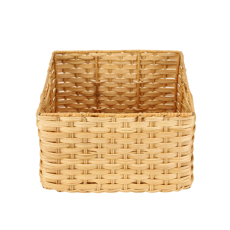 AKWAY Handcrafted Wicker Storage Container Basket with Handles for Toiletry Cosmetic, Towels, Toys, Bathroom, Bedroom, Wardro