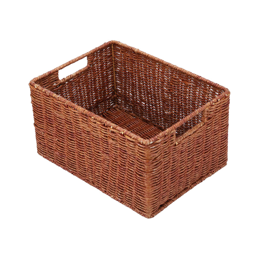 AKWAY Wicker basket for cloths, Bamboo Storage Basket, Cane Basket Bin Organizer (14" L x 11" W x 8" H, Beige)(Cane/Rattan) -