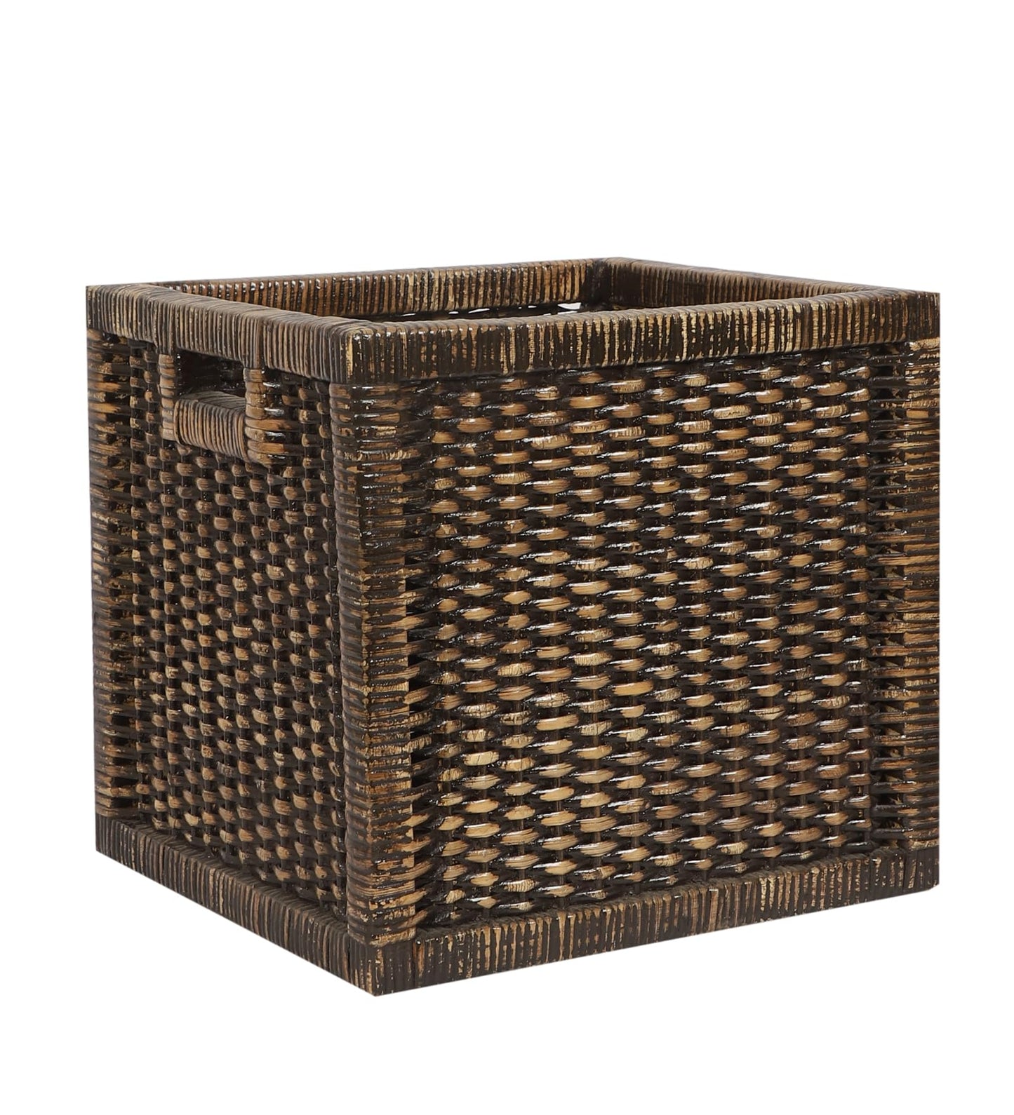 AKWAY Wicker wardrobe basket for storage, cloths, newspapers, photos, toys, plants or other memorabilia, 12.5 x 13.5 x 12.5 I