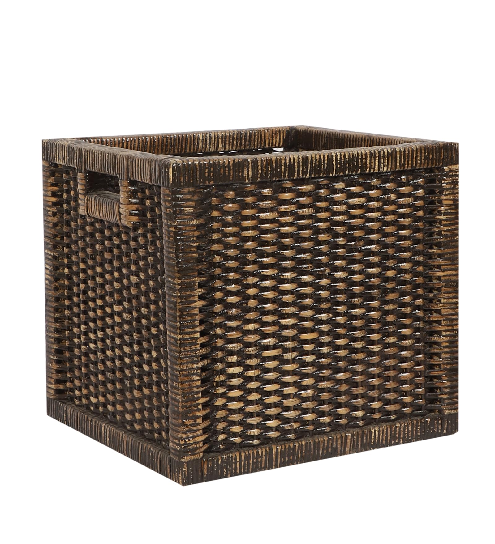 AKWAY Wicker wardrobe basket for storage, cloths, newspapers, photos, toys, plants or other memorabilia, 12.5 x 13.5 x 12.5 I