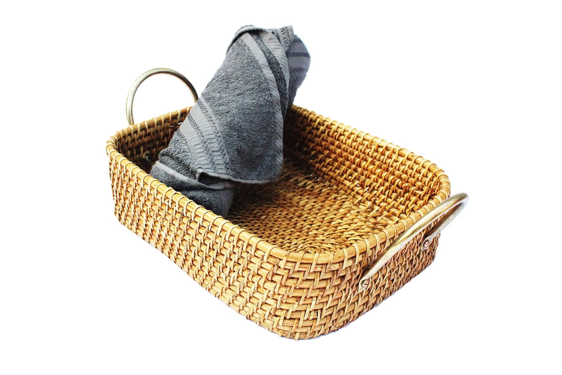 AKWAY Wicker Basket Cloth Storage Basket Bin Organizer for Toiletry Cosmetic Towels Toys Bathroom Organizer bamboo basket(Nat