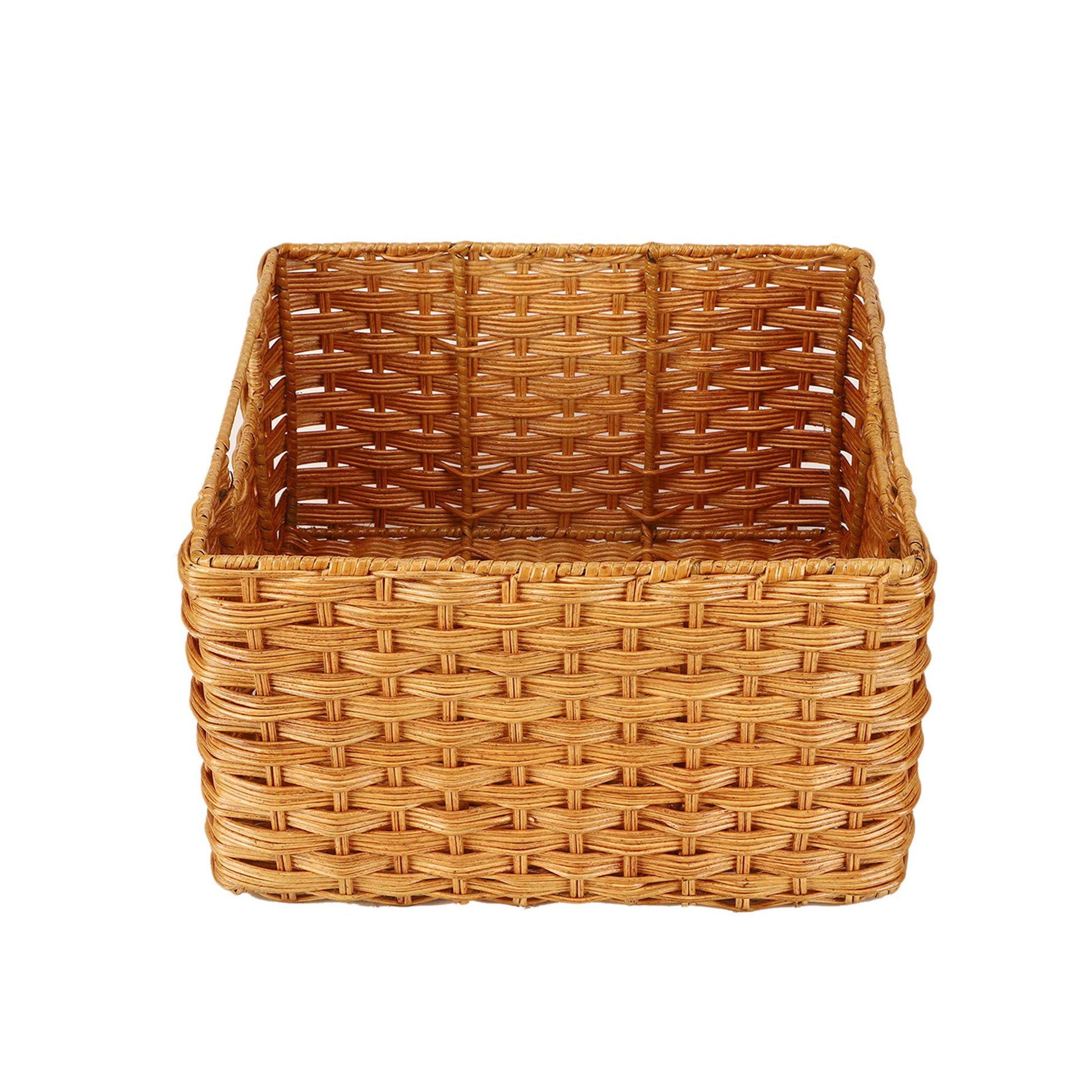AKWAY Handcrafted Wicker Storage Container Basket with Handles (Brown) - Akway Kitchen > Shelf Baskets (Image 4)