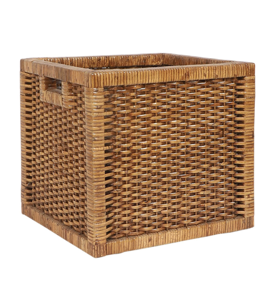 AKWAY Wicker wardrobe basket for storage, cloths, newspapers, photos, toys, plants or other memorabilia, 12.5 x 13.5 x 12.5 Inch, Beige (12.5W x 13.5L x 12.5H, Brown)- Akway
