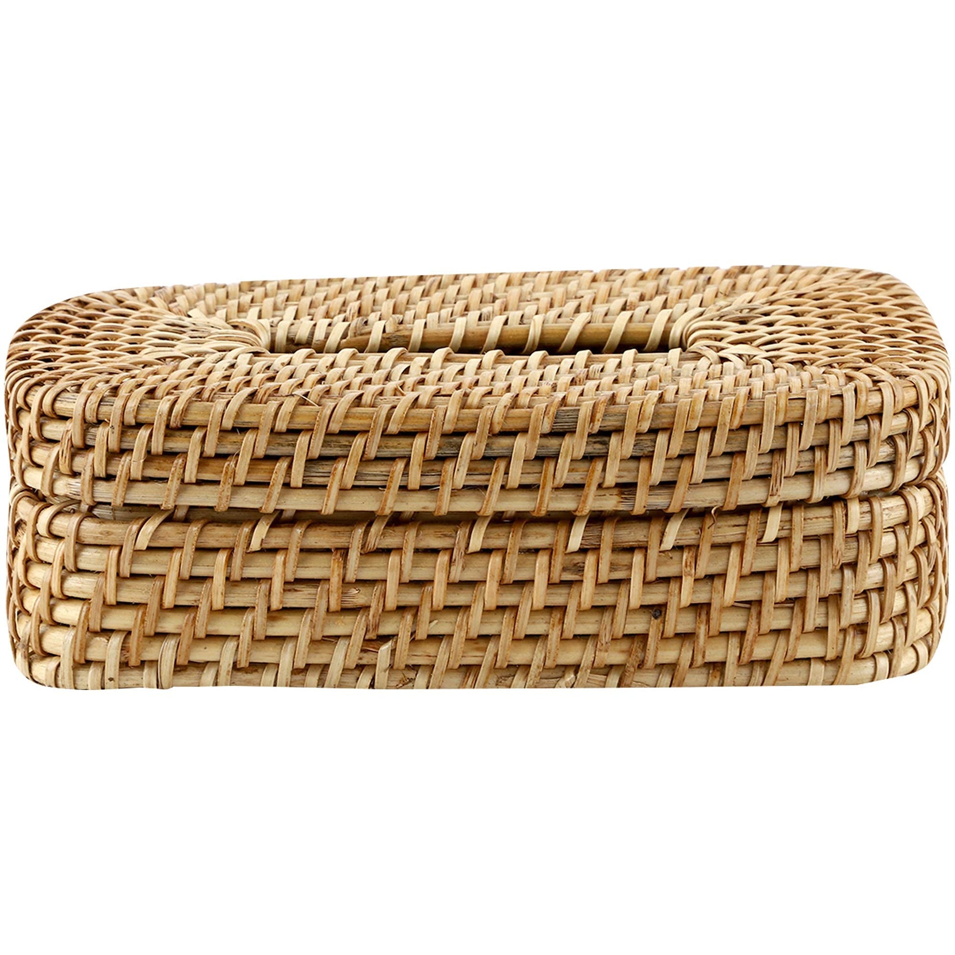 AKWAY Wicker Rattan/Cane Tissue Box Holder, Paper Napkin Holder, Wooden Cover Plastic Tissue Dispenser for Home, Bathroom, Bedroom, Office, Restaurant and Car Decoration- Rectangle Shape - Akway