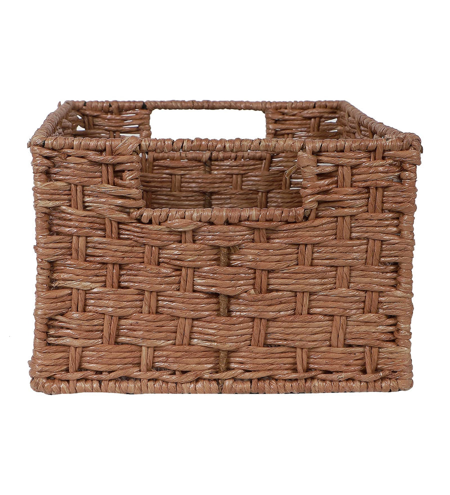 AKWAY Bamboo Rattan Wicker Basket for Cloths, Storage, Bin Organizer for Toiletry Cosmetic (Brown, 13 x 9 x 6,Pack of 1)