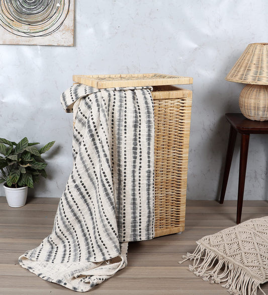 AKWAY wicker water hyacinth kauna grass bamboo cane Storage Basket with Lids | laundry hampers for bathroom wicker laundry ba