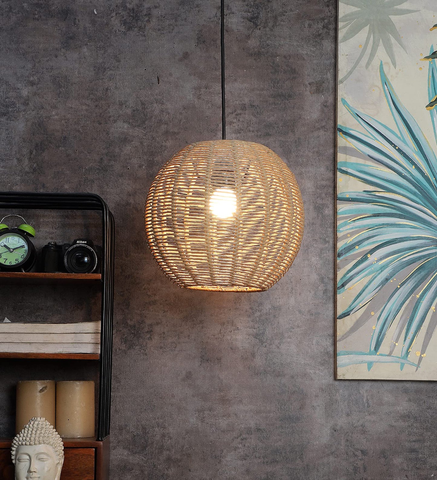 Bamboo Hanging lamp for Living Room | Rattan Pendant light | Cane ceiling light - Alarice - Akway Home > Pendant Lights (Imag