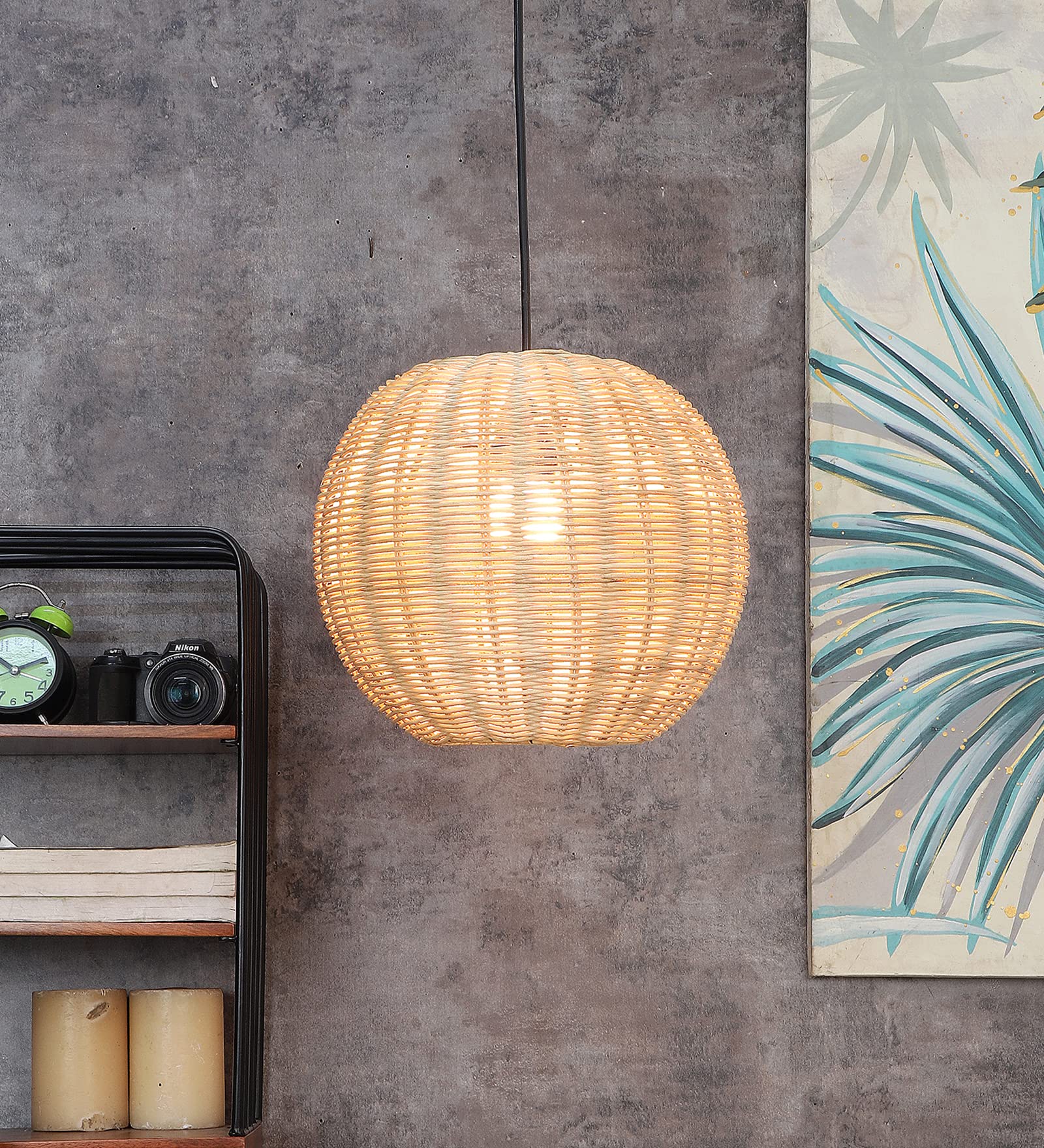 Bamboo Hanging lamp for Living Room | Rattan Pendant light | Cane ceiling light - Avril - Akway Home > Pendant Lights (Image