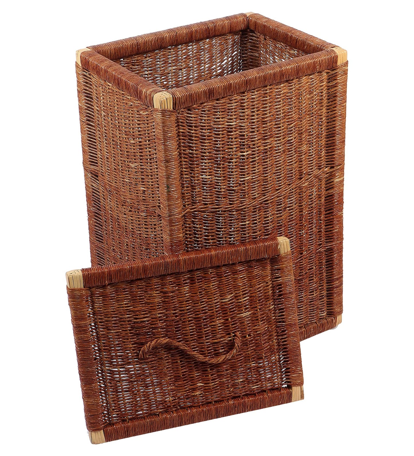 AKWAY wicker water hyacinth kauna grass bamboo cane Storage Basket with Lids | laundry hampers for bathroom wicker laundry ba