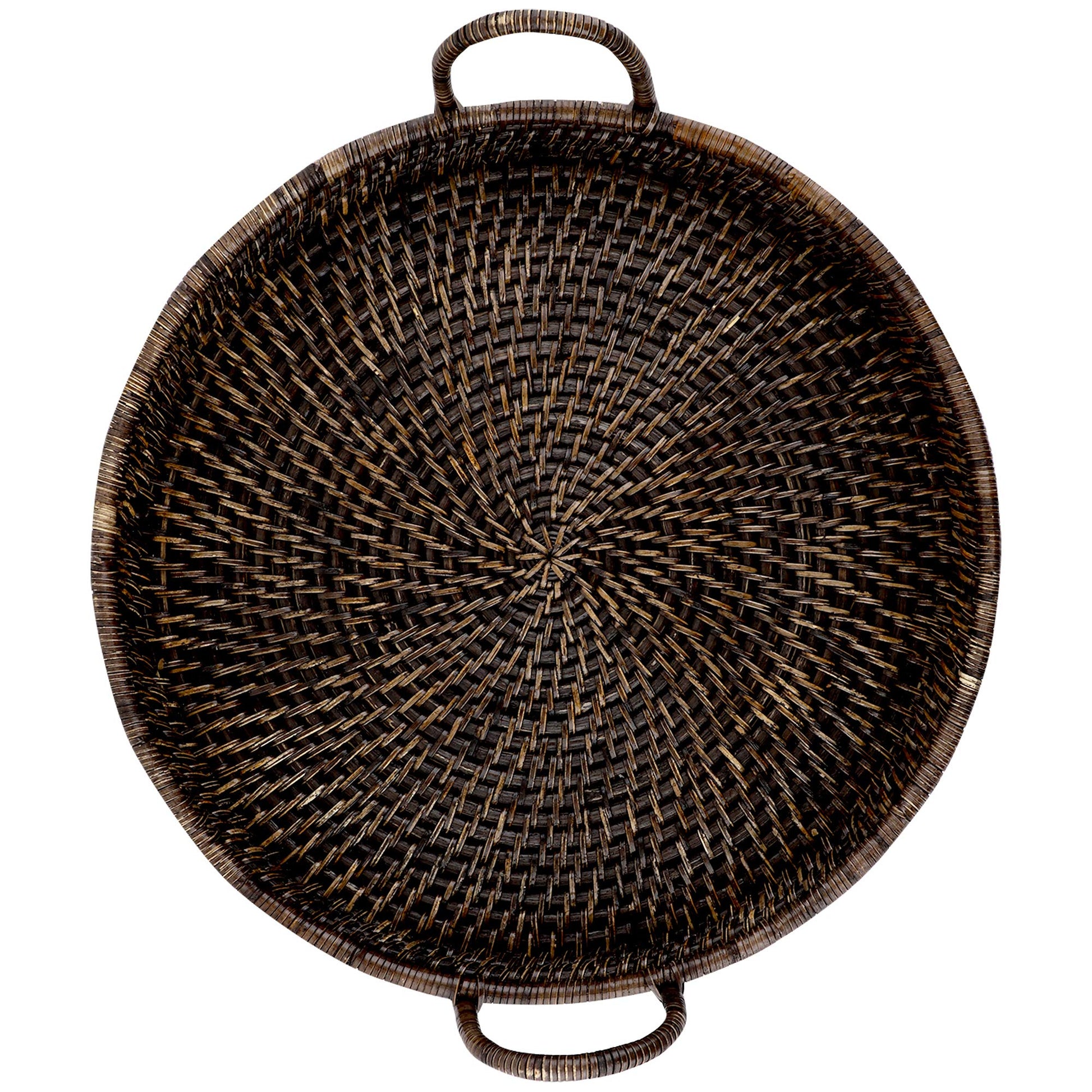 AKWAY Wicker Serving Tray Wooden Serving Tray for Home | Dining Table Decorative Trays | Serving Tray for Party Guests | Rectangle Platter with Handles Diwali or Deepawali Gifts (Antique Black) - Akway