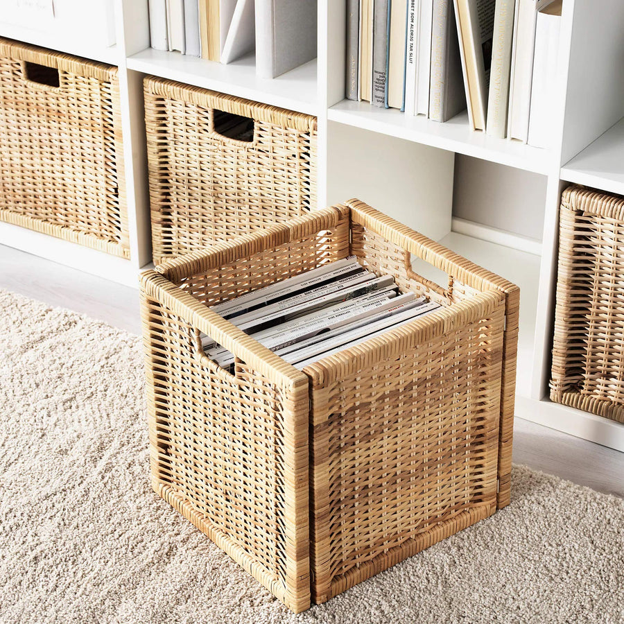 AKWAY Wicker wardrobe basket for storage, cloths, newspapers, photos, toys, plants or other memorabilia, 12.5 x 13.5 x 12.5 I