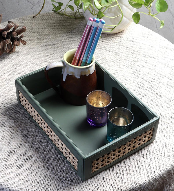 Wicker and rattan serving trays for dining and tea time - Akway