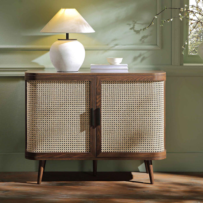 Handcrafted mango wood sideboard in an Indian dining room