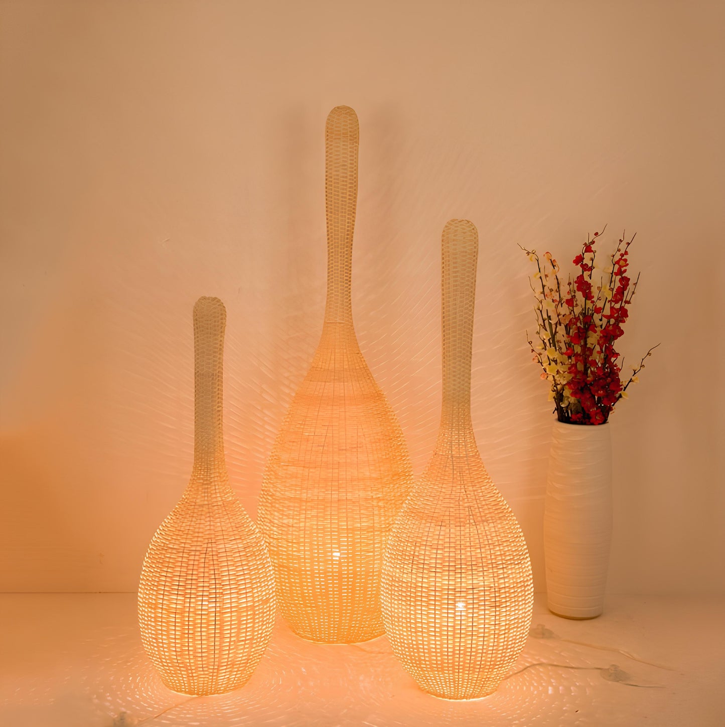 Rattan Floor Lamp | Bamboo Floor Lamp | Cane Floor Lamp - Ujjwal - Set of 1 piece