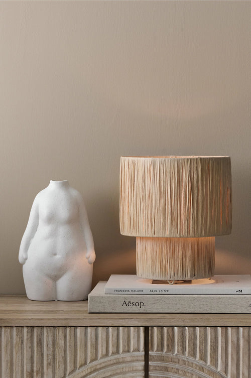 Rattan Table Lamp for Living Room | Bamboo Bedside Lamp - Tanya