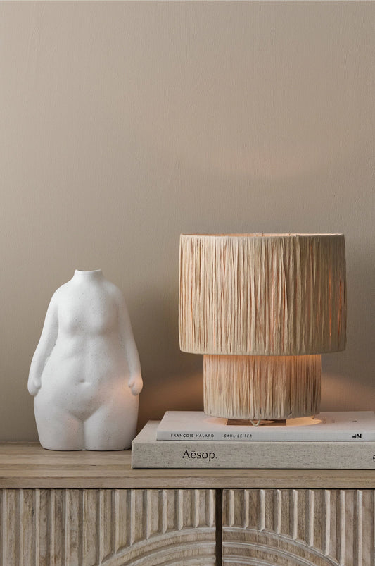 Rattan Table lamp for Living room | Bamboo Bedside table lamp | Cane Table lamp -Tanya - Akway