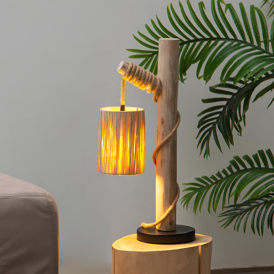 Rattan Table lamp for Living room | Bamboo Bedside table lamp | Cane Table lamp - Krisha - Akway