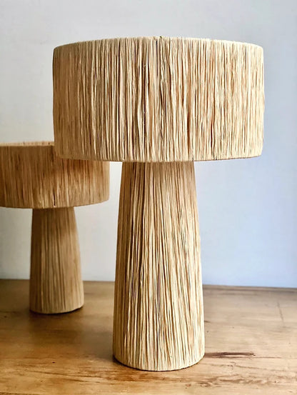 Rattan Table lamp for Living room | Bamboo Bedside table lamp | Cane Table lamp -Anaka - Akway