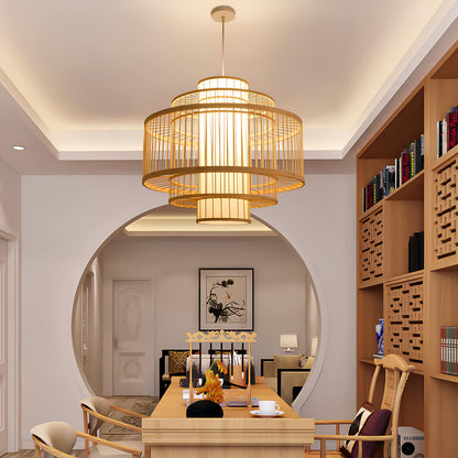 Bamboo Hanging lamp for Living Room | Rattan Pendant light | Cane ceiling light - Navya - Akway