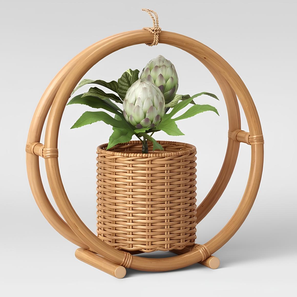 Rattan Hanging Plant Pots | Cane Hanging Flower Pots | Bamboo Hanging Planters - Ishita - Akway