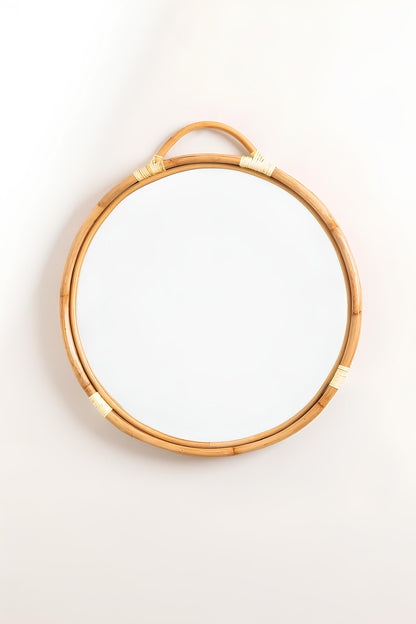 Bamboo Wall Mirror for living room | Cane Wall Mirror | Rattan Mirror - Navya - Akway