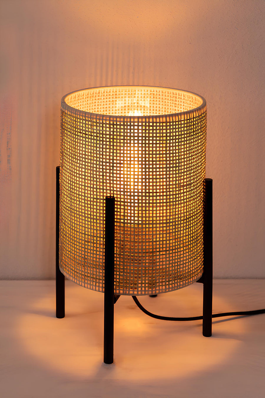 Rattan Table lamp for Living room | Bamboo Bedside table lamp | Cane Table lamp - Mirai by Akway