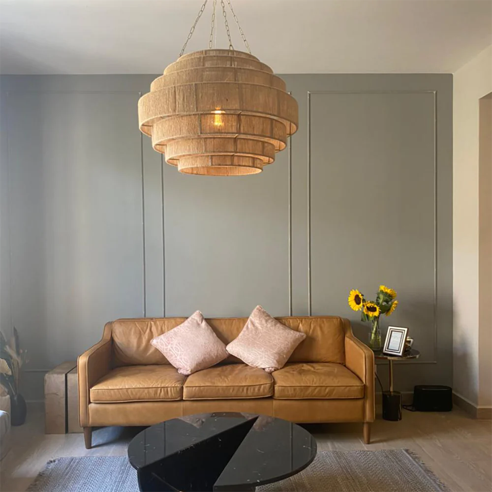 Bamboo Hanging lamp for Living Room | Rattan Pendant light | Cane ceiling light - Urvi - Akway