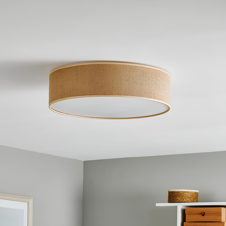 Jute Ceiling Flush Mount Ceiling Lamp for Living Room | Jute Pendant light | Jute ceiling light - Subhana - Akway Uncategoriz