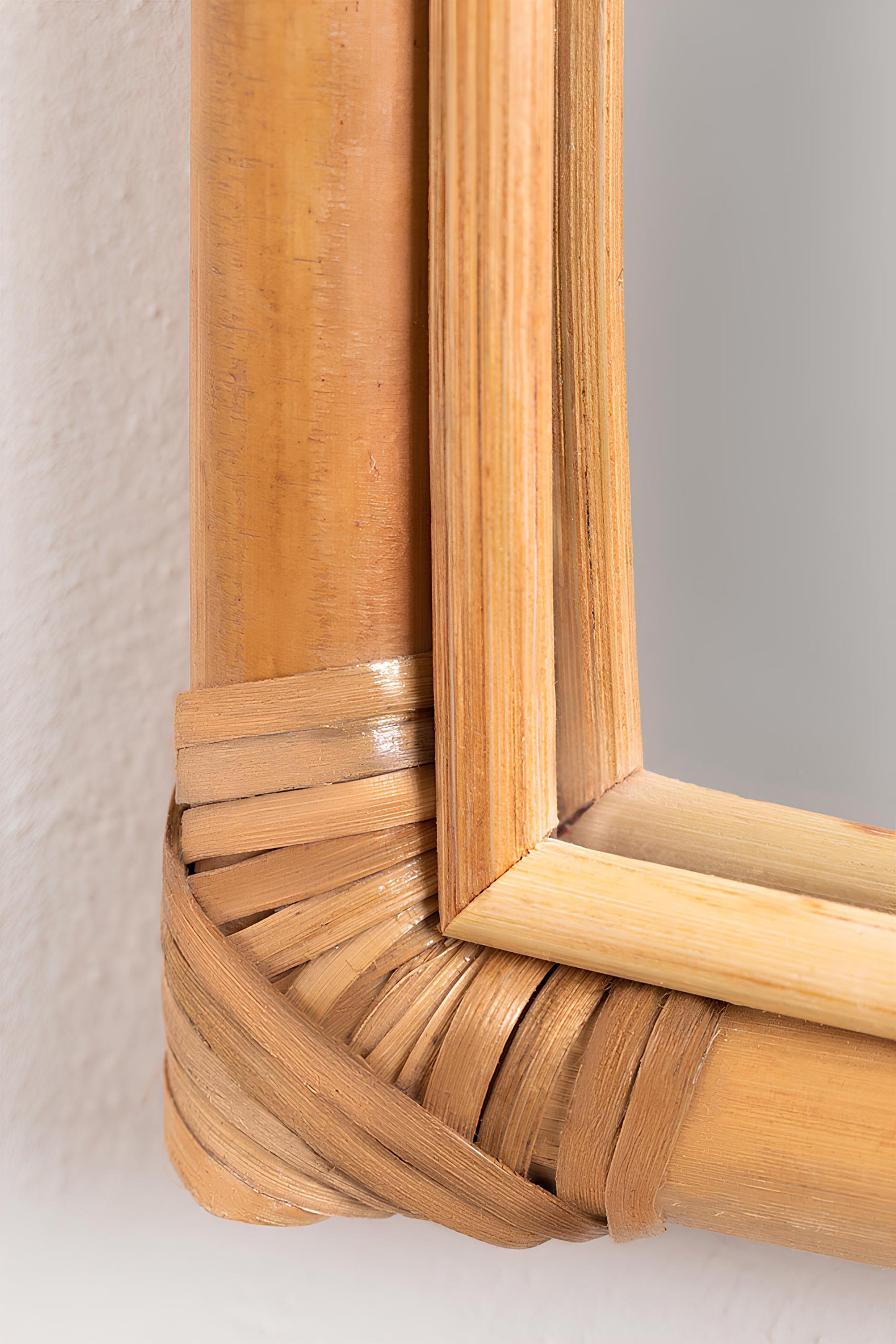 Bamboo Wall Mirror for living room | Cane Wall Mirror | Rattan Mirror - Shanaya - Akway
