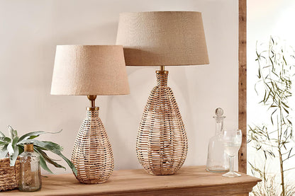 Rattan Table lamp for Living room | Bamboo Bedside table lamp | Cane Table lamp -Navya - Akway