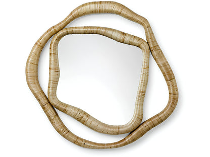 Bamboo Wall Mirror for living room | Cane Wall Mirror | Rattan Mirror - Shrishti - Akway