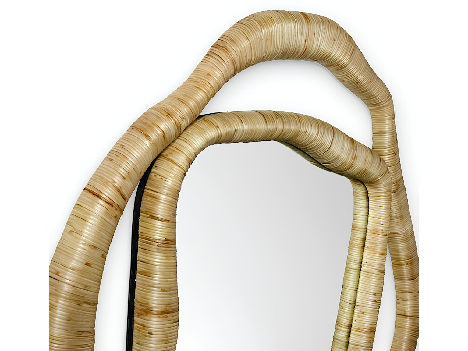 Bamboo Wall Mirror for living room | Cane Wall Mirror | Rattan Mirror - Shrishti - Akway