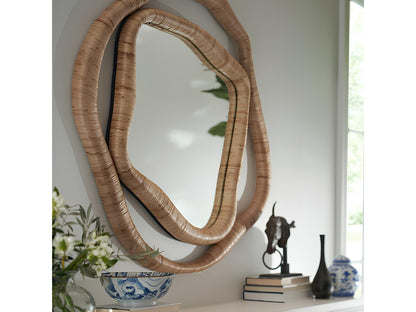 Bamboo Wall Mirror for living room | Cane Wall Mirror | Rattan Mirror - Shrishti - Akway