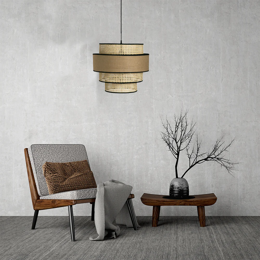 Bamboo Hanging lamp for Living Room | Rattan Pendant light | Cane ceiling light - Aryaman - Akway