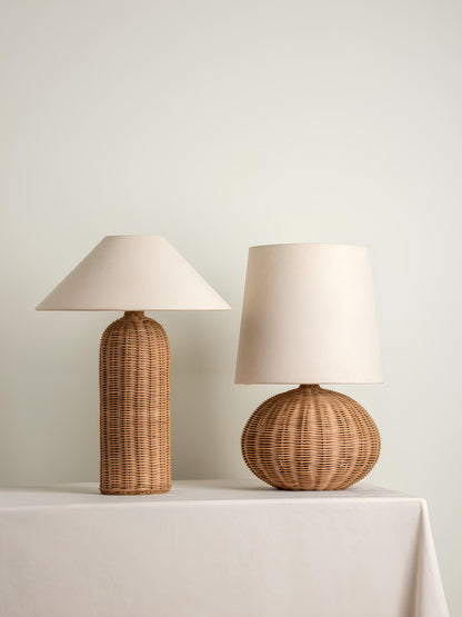 Rattan Table lamp for Living room | Bamboo Bedside table lamp | Cane Table lamp -Shanaya - Akway