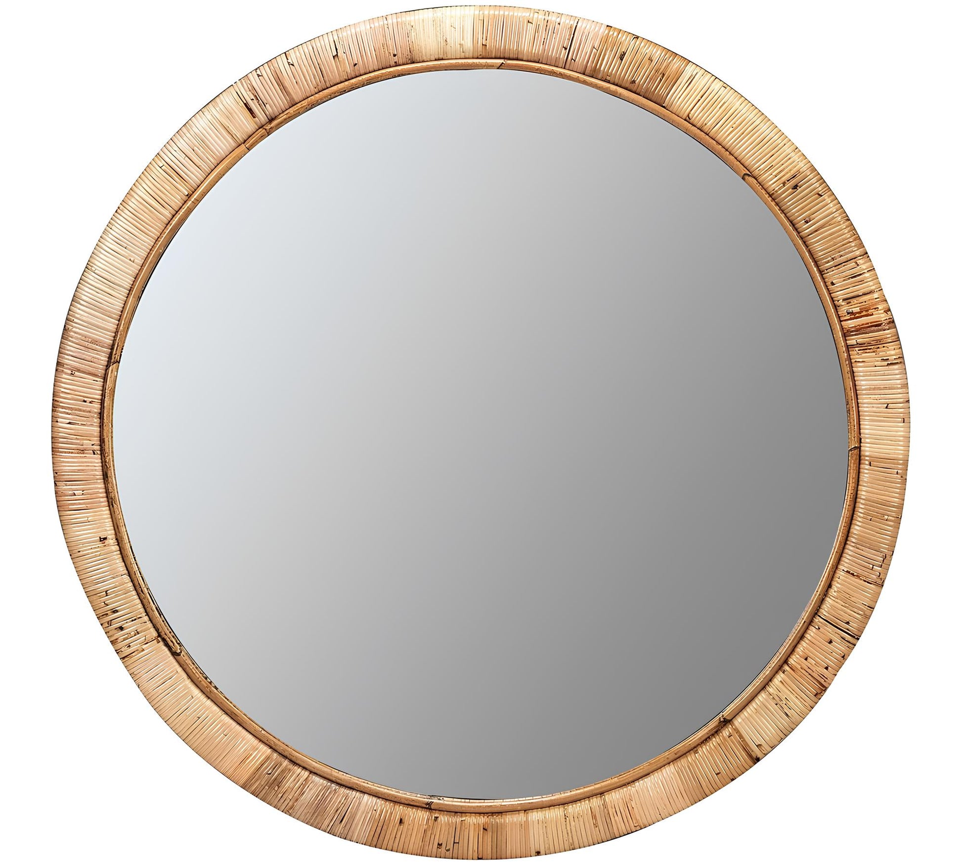 Bamboo Wall Mirror for living room | Cane Wall Mirror | Rattan Mirror - Taara - Akway