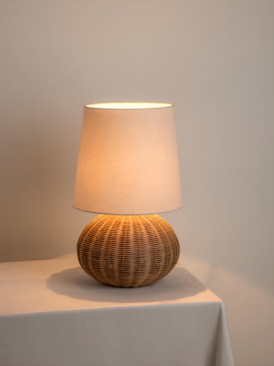 Rattan Table lamp for Living room | Bamboo Bedside table lamp | Cane Table lamp - SUN by Akway