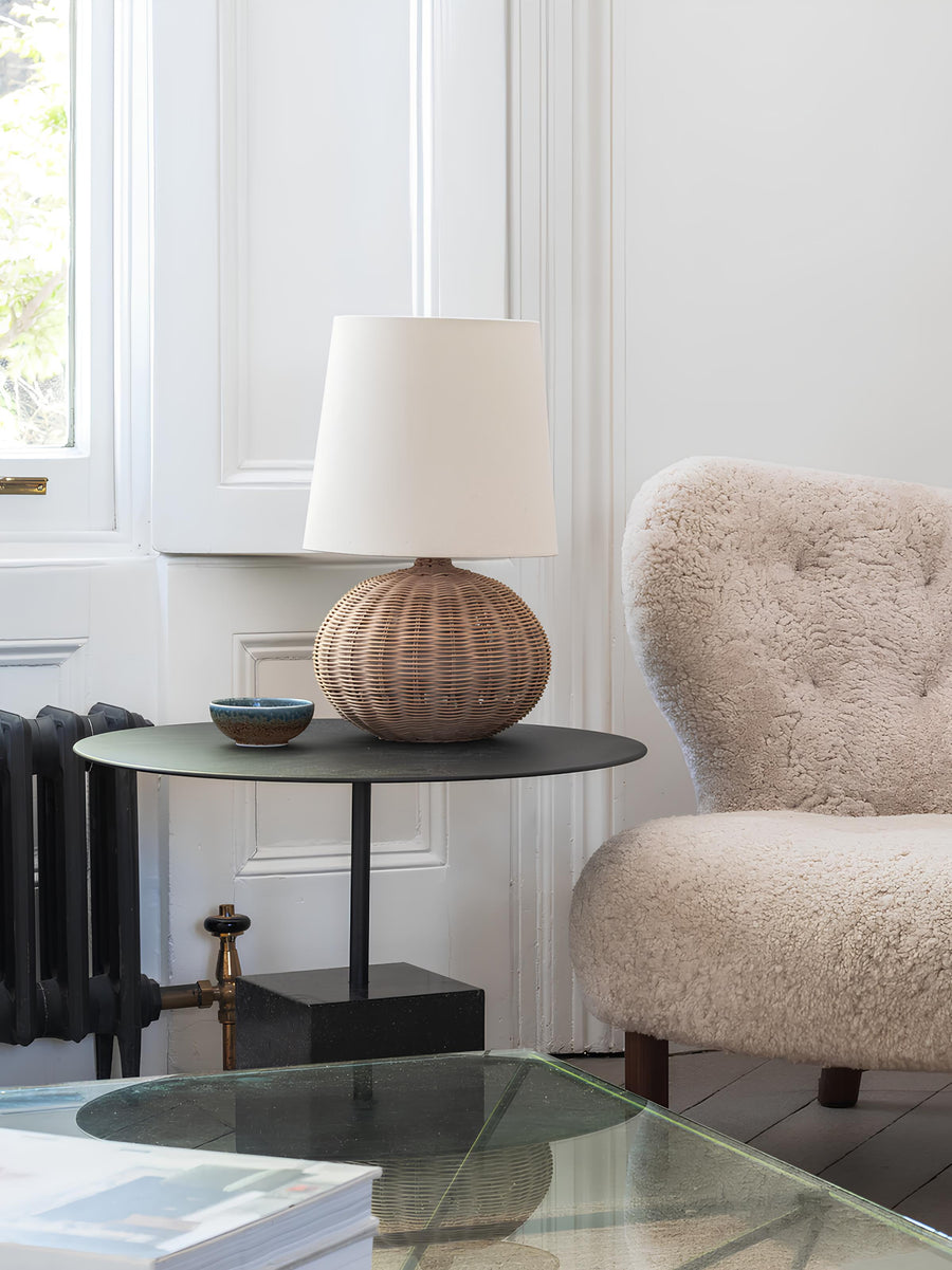 Rattan Table lamp for Living room | Bamboo Bedside table lamp | Cane Table lamp - SUN by Akway