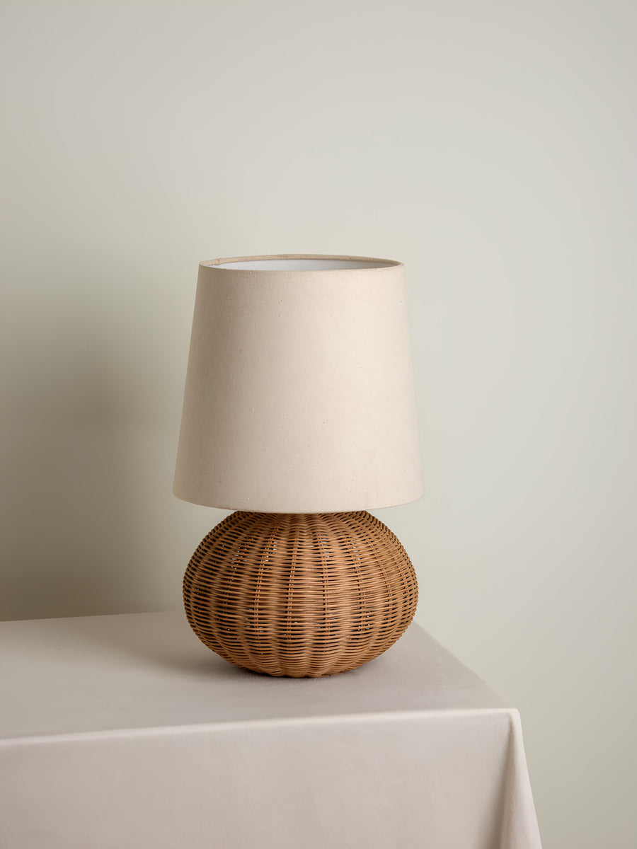 Rattan Table lamp for Living room | Bamboo Bedside table lamp | Cane Table lamp - SUN by Akway