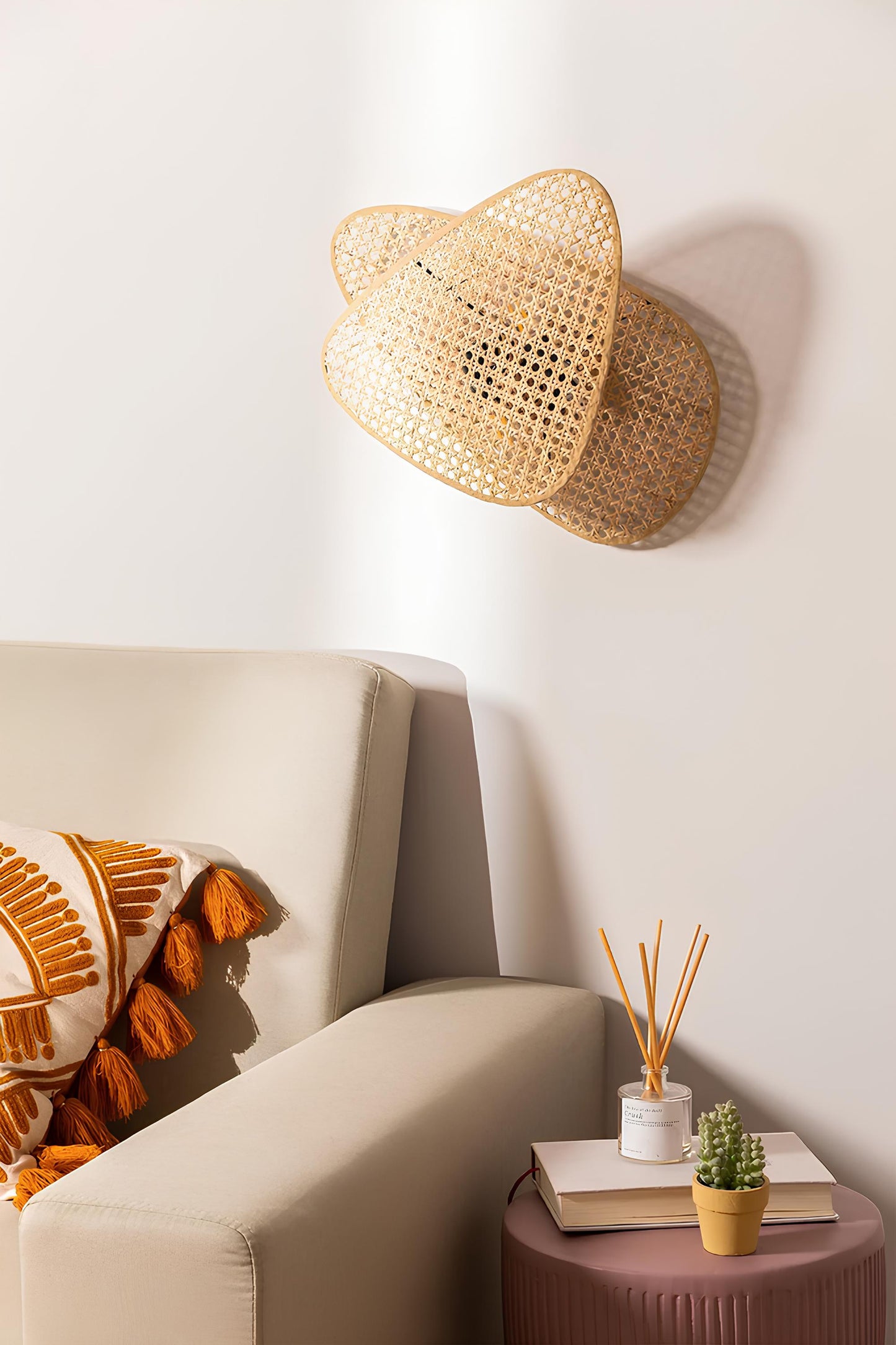 Bamboo Wall lamps For Living Room | Rattan Wall scones | Wicker Wall Lamps | Cane Wall Scones - Shrishti - Akway