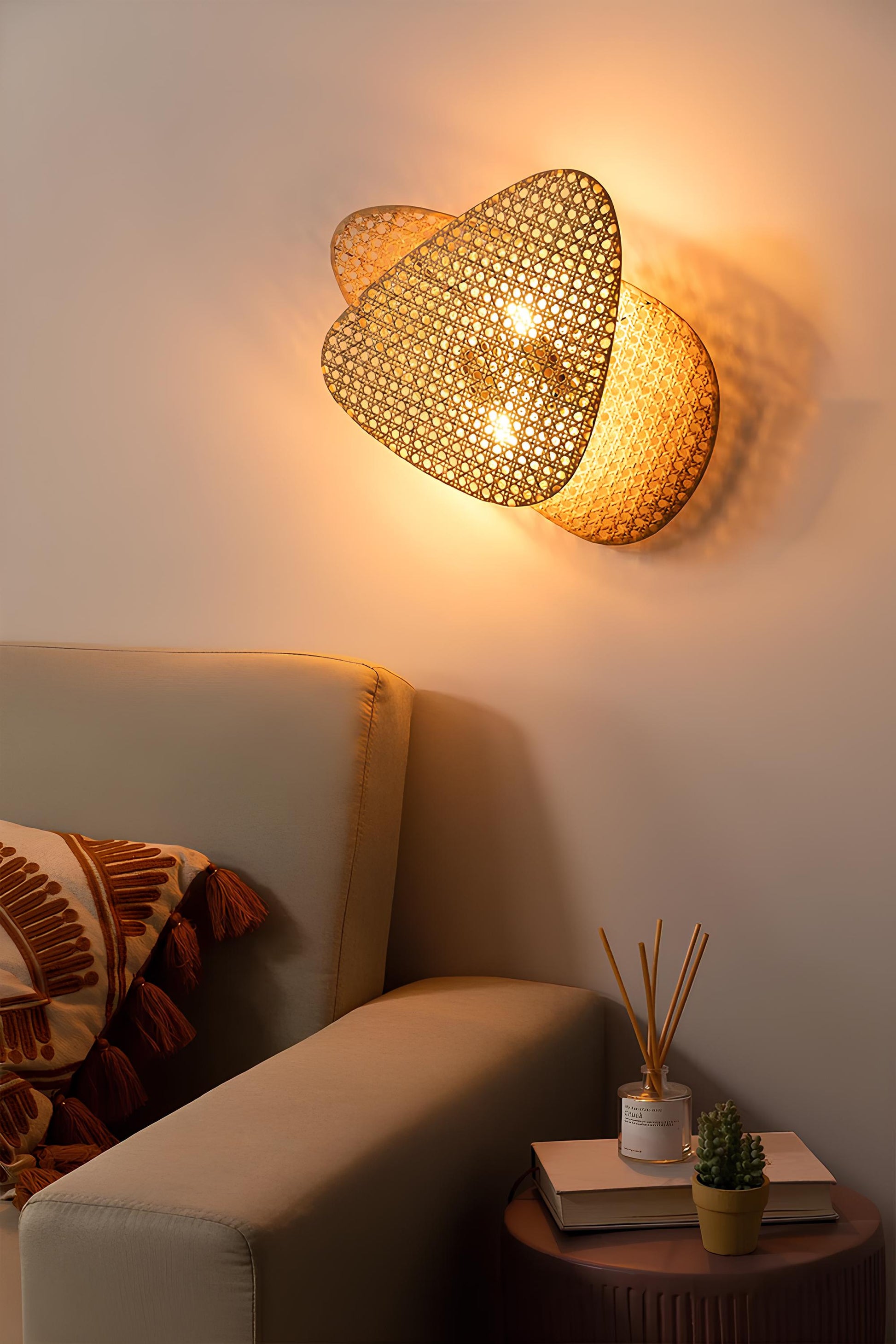 Bamboo Wall lamps For Living Room | Rattan Wall scones | Wicker Wall Lamps | Cane Wall Scones - Shrishti - Akway